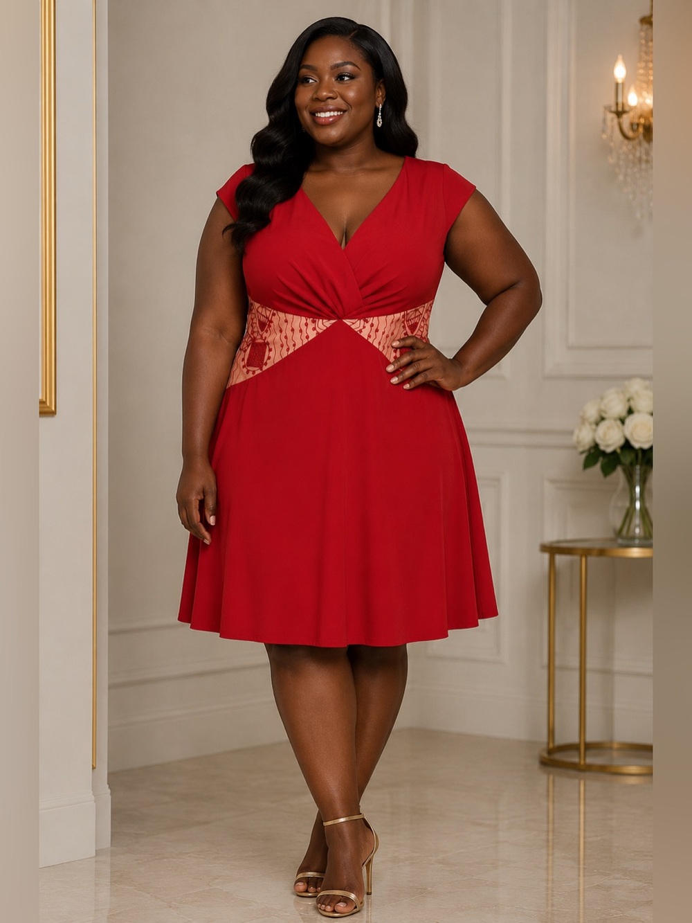 J’Adore Evening Red Embroidered Cocktail Dress BNWT Size 18